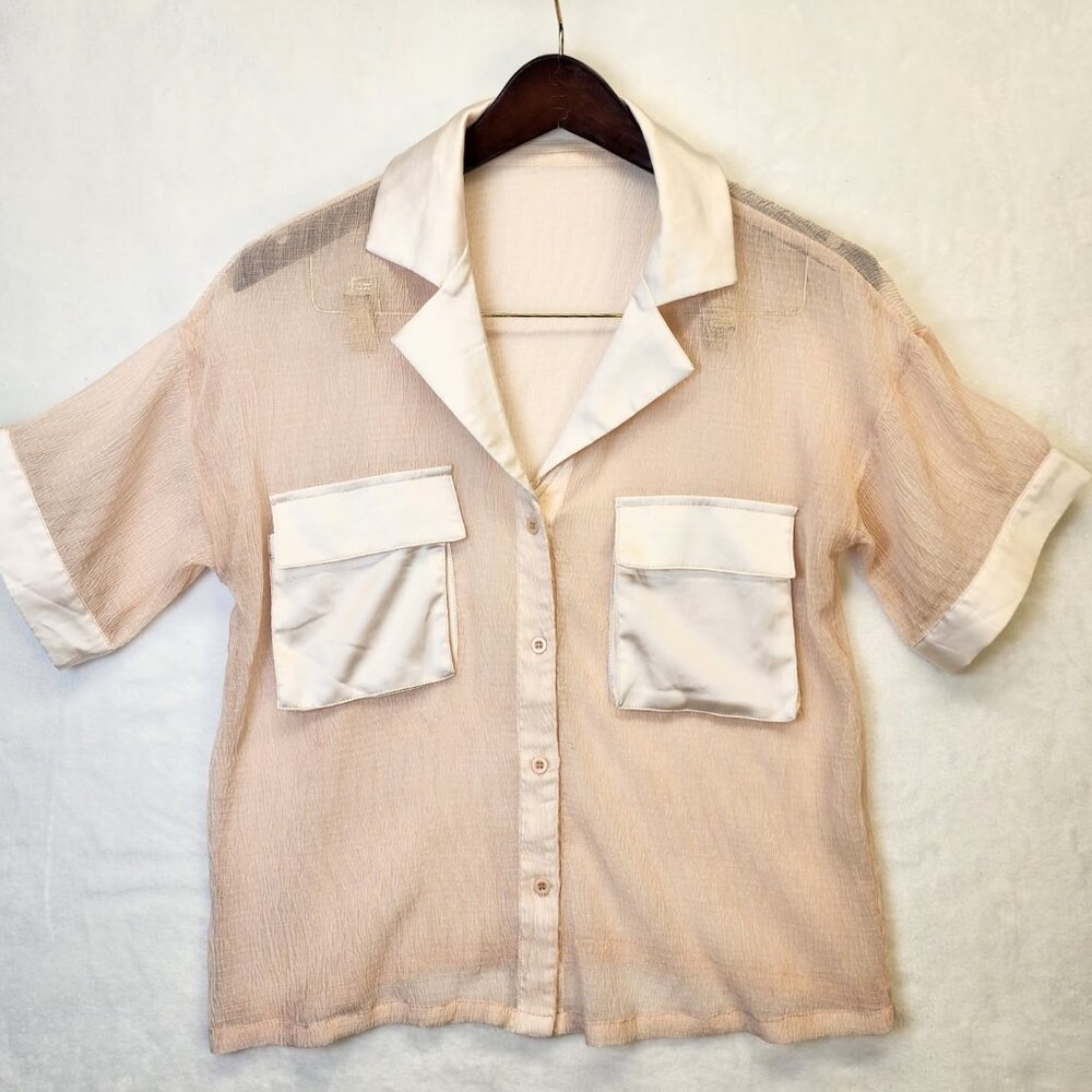 Nasty Gal Blouse Womens 4 Champagne Pockets